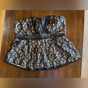 Stylish Torrid Black Lace Peplum Top